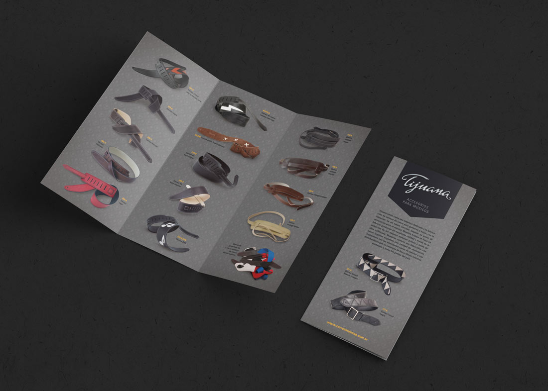 Diseño de folleto de productos para Correas Tijuana.