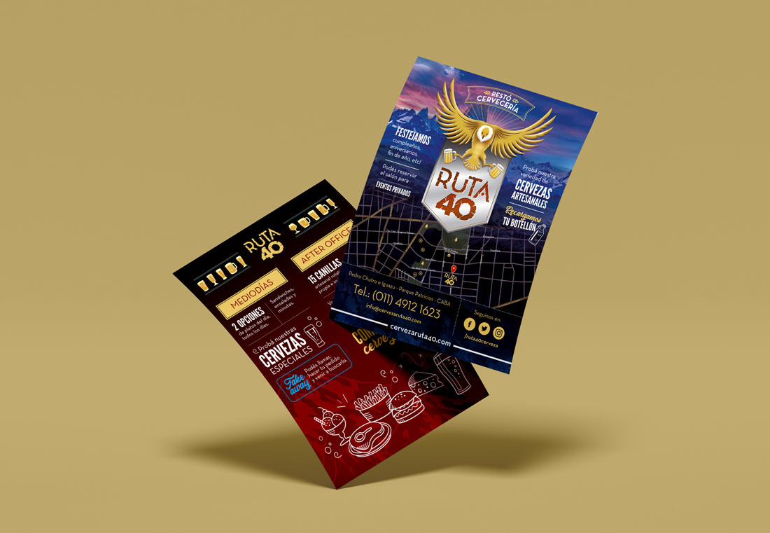 Diseño de folletos promocionales para Cerveza Ruta 40.